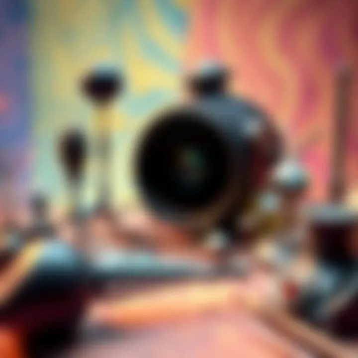 A collection of strange objects representing the unique characteristics of No. 6, set against a colorful background.
