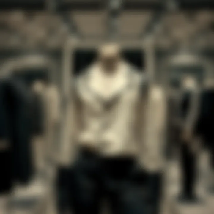 A stylish black-and-white outfit showcased on a mannequin in a trendy boutique.