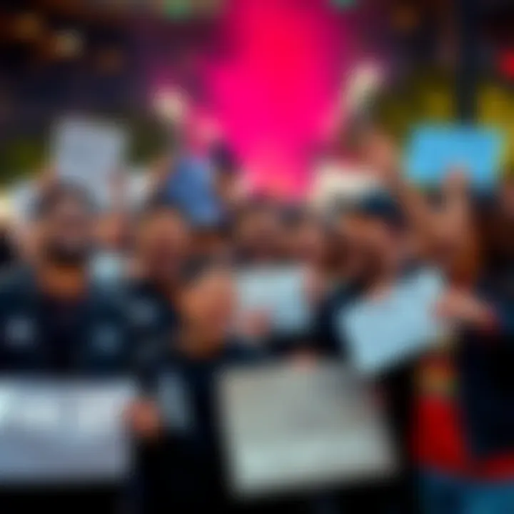 Group of fans joking and laughing about the Black Bulls earning negative stars, with creative signs and funny expressions