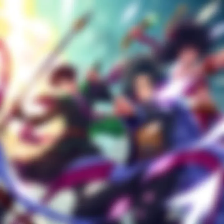 Main characters from Black Clover engaged in an intense battle, showcasing their magical powers and determination.