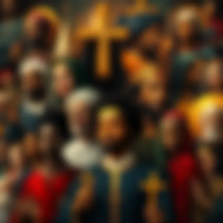 A collage featuring portraits and symbols of various black saints, showcasing their significance and contributions to history.