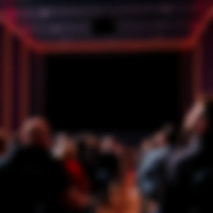 A presentation screen displaying a black screen, creating a moment of tension among the audience.