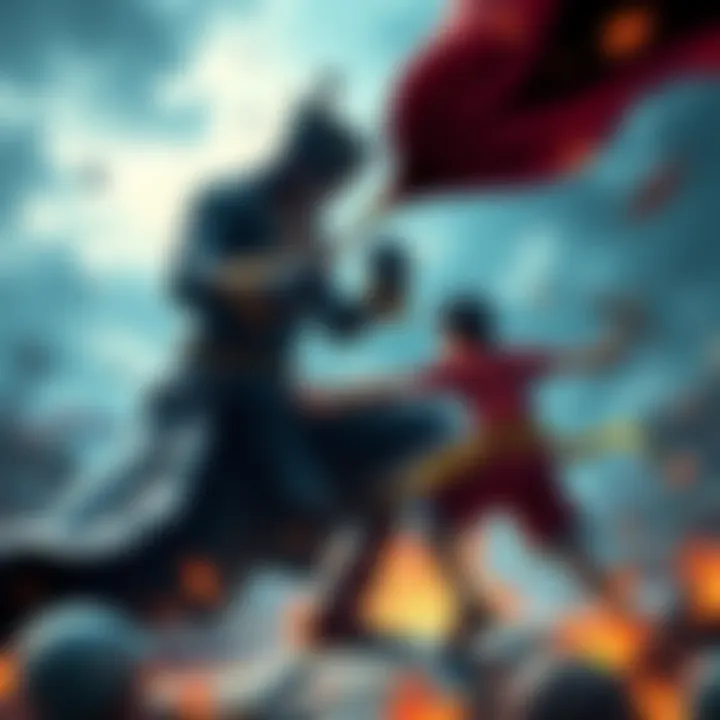 Blackbeard and Luffy facing off in an intense battle, showcasing their unique fighting styles and powerful abilities.