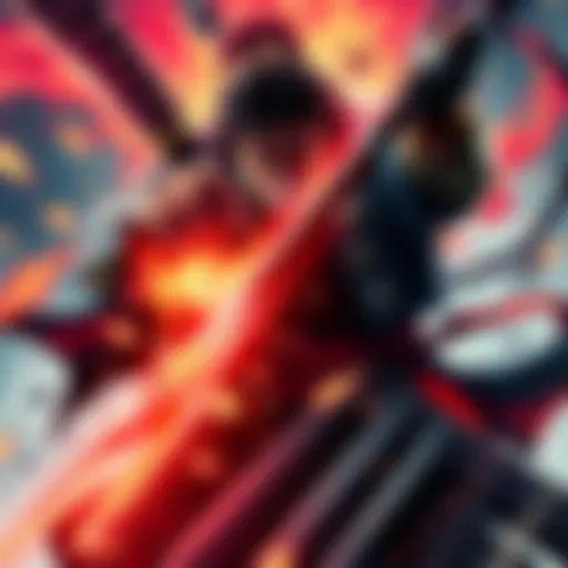 Blackbeard from One Piece battles Ichibei from Bleach in a dramatic showdown with intense energy and power.