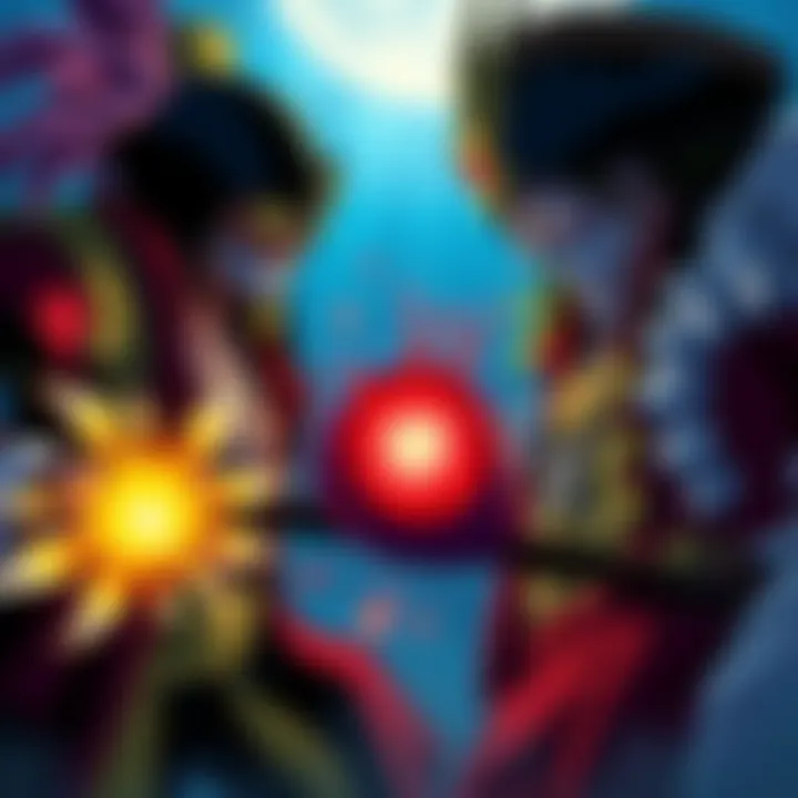 Blackbeard and Whitebeard's Powers An illustration showing Blackbeard facing off against Whitebeard with their respective devil fruit powers in action, depicting a clash of strength and energy.