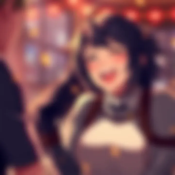 Blake from RWBY is laughing joyfully in a playful moment, showcasing her lighthearted personality