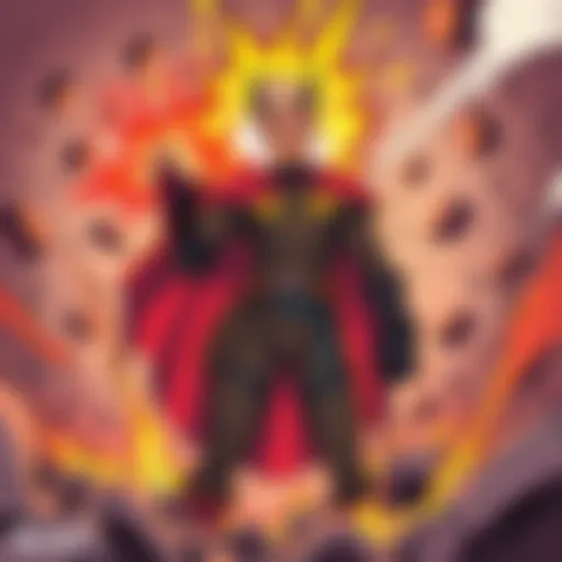 A character named Blast stands confidently, surrounded by chaos, symbolizing the tension between manga and webcomic styles, hinting at his struggle against capture or death.