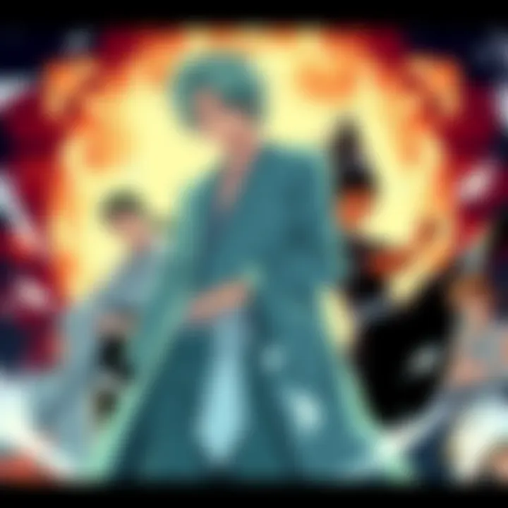 A collage showing favorite characters from Bleach including Kuchiki Byakuya, Ichimaru Gin, Askin Nakk Le Vaar, and Urahara Kisuke