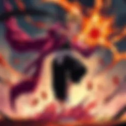 Weakest Bleach Character Performing Feat A character from Bleach, often seen as the weakest, demonstrating a surprising ability in a dramatic scene.