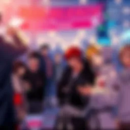 A group of Bleach fans gathered, discussing the future of the series after TYBW, with passionate expressions and Bleach merchandise visible.