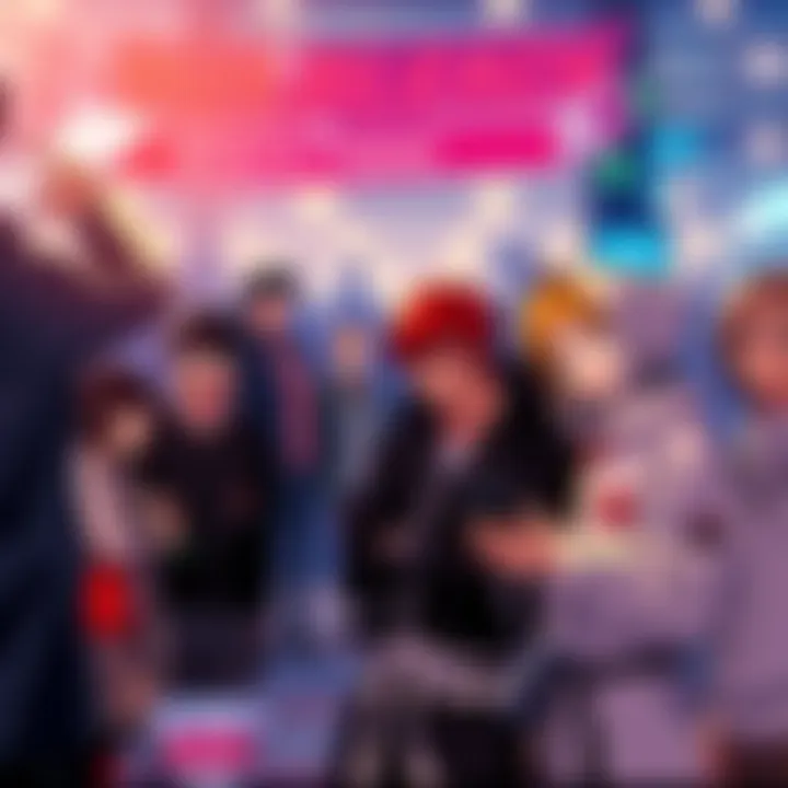 A group of Bleach fans gathered, discussing the future of the series after TYBW, with passionate expressions and Bleach merchandise visible.