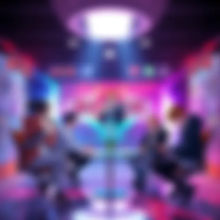 Players discussing their favorite Bleach mobile games, showcasing different game logos and characters in a vibrant setting.