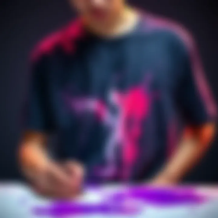 Bleach Painting on Shirt A person creating a unique design on a shirt using bleach, showcasing artistic expression and style.