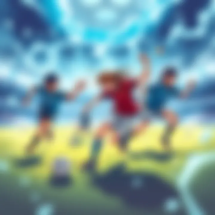 Characters from Blue Lock in an action-packed soccer scene, showcasing their determination and teamwork on the field.