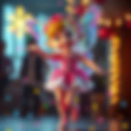 Bob the fairy maid performing a dance challenge with colorful sparkles