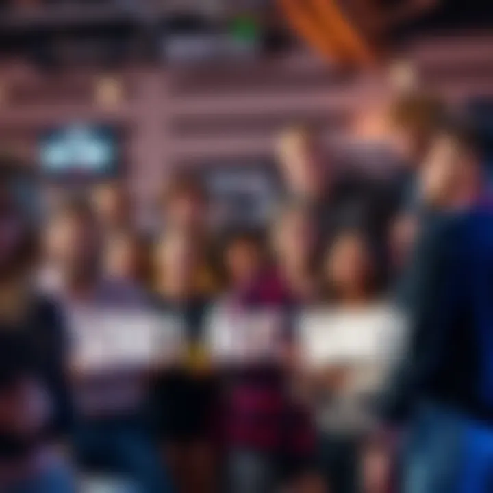 A group of diverse individuals openly discussing their thoughts in a lively setting, showcasing unapologetic honesty