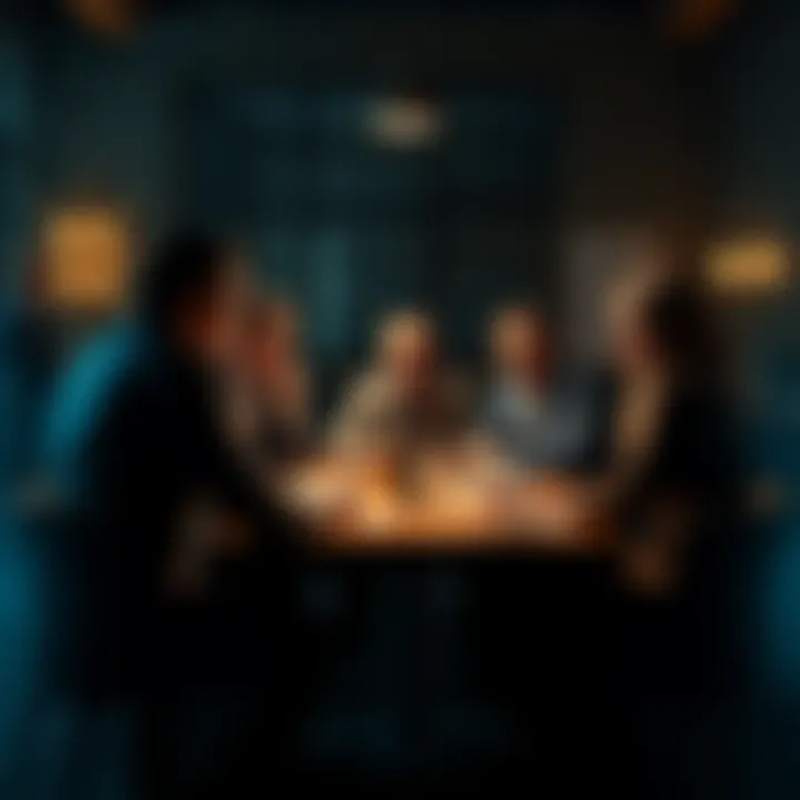 A group of people discussing a significant decision around a table, highlighting a intense conversation