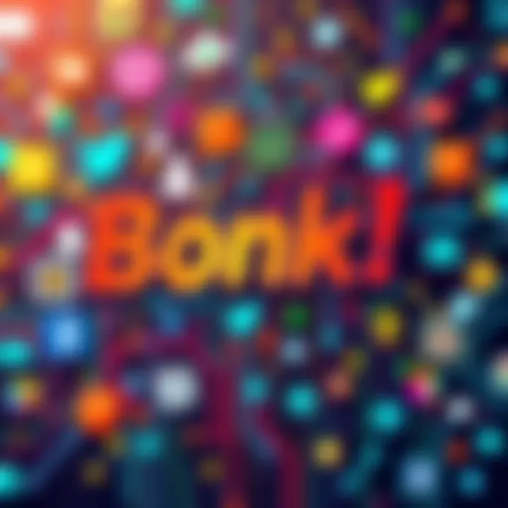 A colorful graphic showing the word 'Bonk!' with digital symbols and social media icons around it, representing its popularity online.