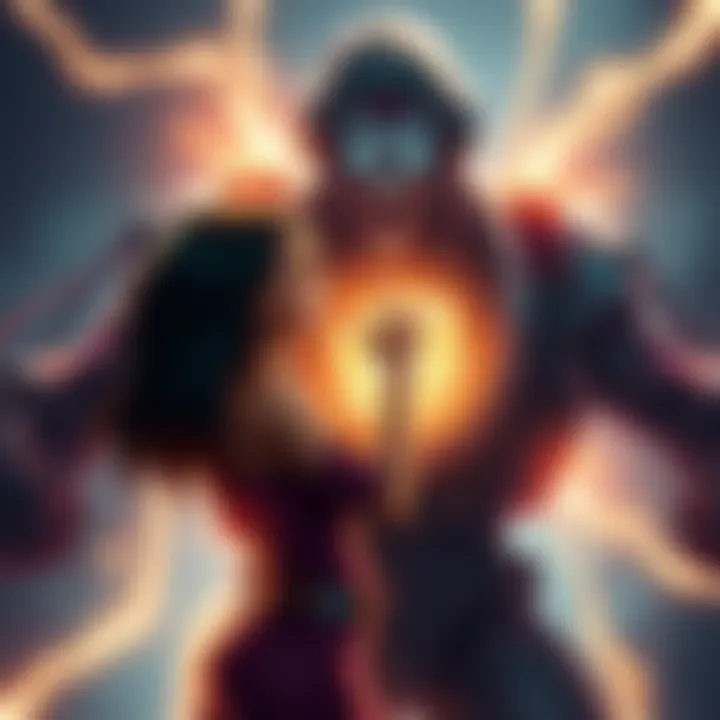 Bonney using her powers on Franky Bonney with a glowing power effect touching Franky, who is a large cyborg with mechanical parts, showing a transformation in his appearance.