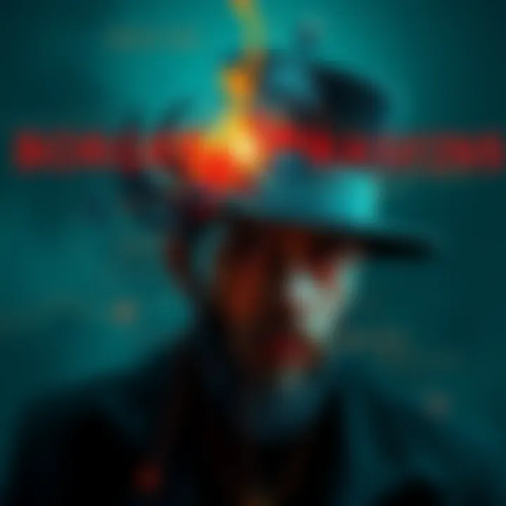 A visual representation of themes from Borges' work and Pucci's phrases, featuring a blend of text and abstract imagery suggesting power and obsession.