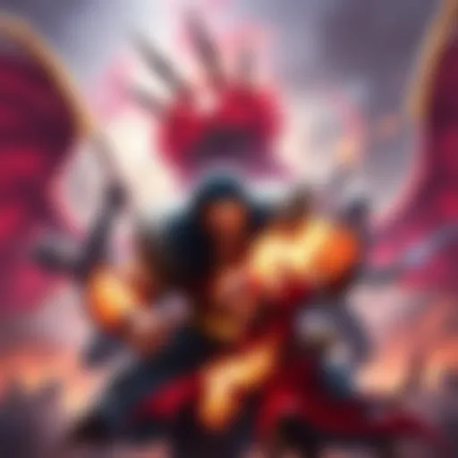Boros and Orochi battle Thragg and Battle Beast A fierce battle scene featuring Boros and Orochi from OPM clashing with Thragg and Battle Beast from Invincible