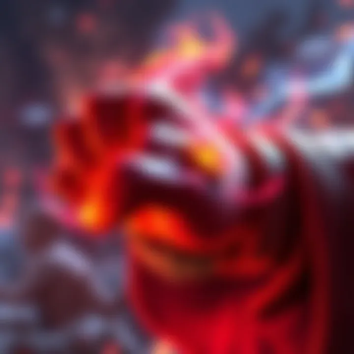 An artistic representation of Boros' fist, showcasing details and colors that highlight the character's strength and power.