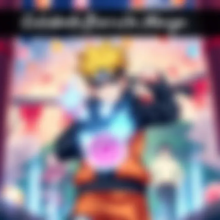 Celebrating Boruto Manga A colorful illustration celebrating the 10th anniversary of Boruto manga, featuring characters from the series and festive decorations.