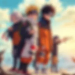 Boruto classmates preparing for battle A group of Boruto's classmates standing together, ready to fight a villain, showcasing teamwork and determination.