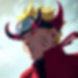 Boruto's Karma Horn Close-up view of Boruto's karma horn showing its unique design features compared to Momoshiki's horn.