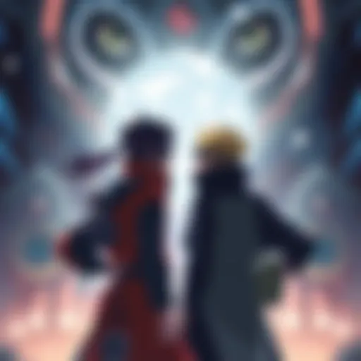 Boruto and Kawaki in a tense confrontation, contemplating their futures and the threat of Momoshiki.