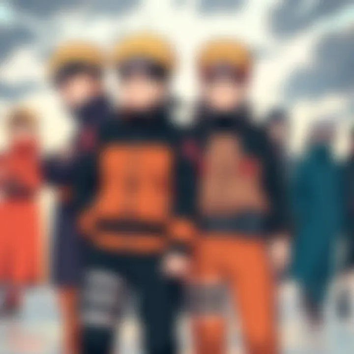 Boruto and Naruto characters stand side by side, showcasing their connection in the anime series.
