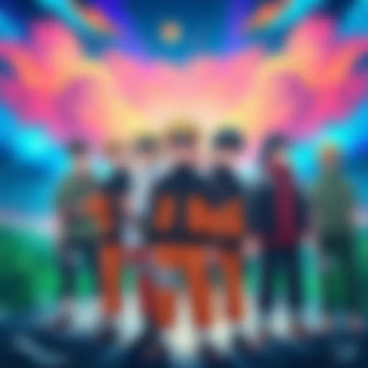 Main characters from Boruto series standing together in a colorful scene