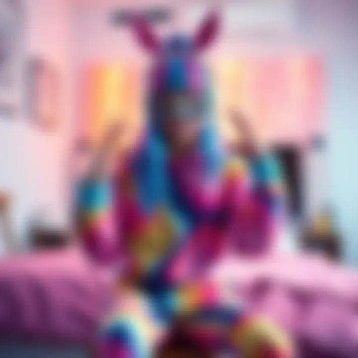 Botan showcasing her colorful new roomwear during an April Fool's stream