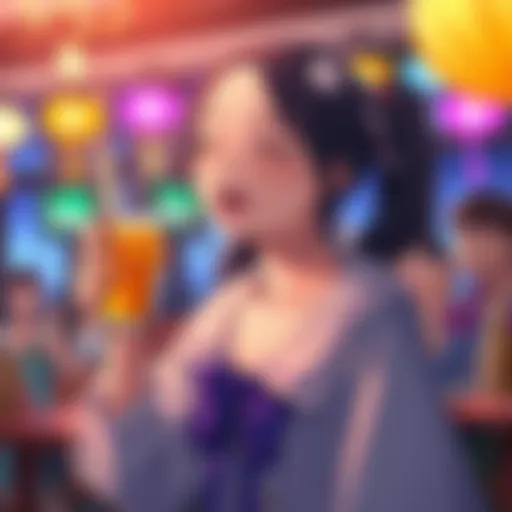 Botan Kamiina holding a drink, smiling and enjoying a lively moment during a celebration scene in Episode 6