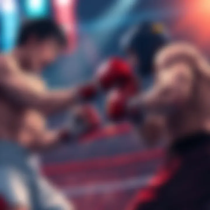 Boxing match scene Intense boxing match from Hajime no Sendo featuring two fighters exchanging powerful punches in the ring