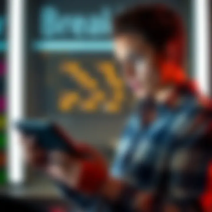 A person reading a news article on a digital tablet, looking focused and concerned