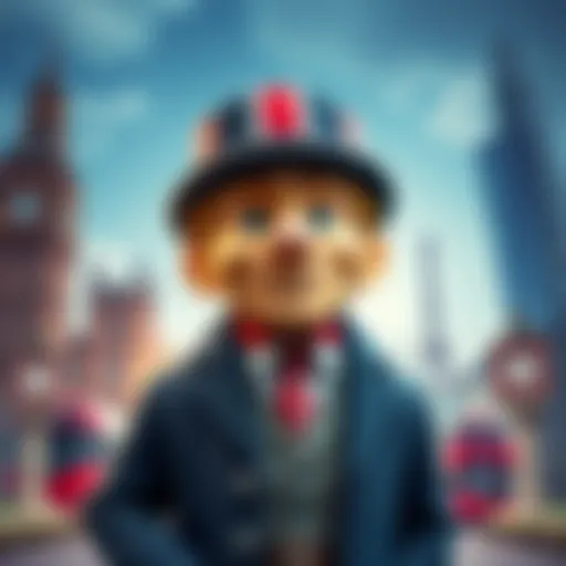 A British version of Gyro, wearing a classic British outfit with a posh accent and humorous expressions, surrounded by iconic British landmarks.