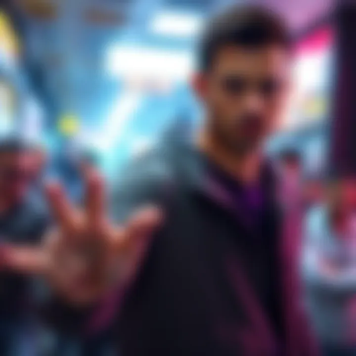 Bro stands confidently in a casual setting, looking directly at the camera while making a defiant gesture. The background shows a blurred crowd, hinting at the controversy surrounding him.