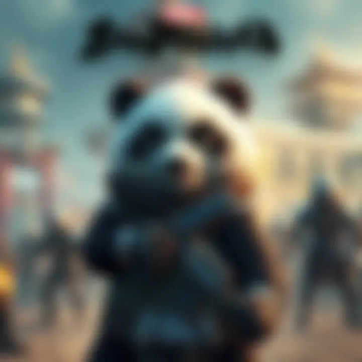 Bro Panda stands bravely in front of Yuji, ready to protect him from danger, showcasing his loyalty and bravery.