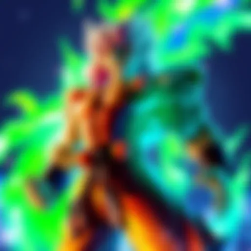 Broly from Dragon Ball Super showcased in DBXV2, displaying his powerful stance and signature green aura.