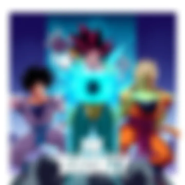 An illustration featuring Broly and the Ginyu Force characters in action poses, showcasing their unique styles and powers.