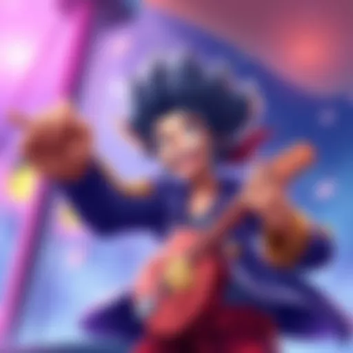 Vibrant fanart of Brook, the musician from the Strawhat Pirates, showcasing his lively character with a musical instrument and a cheerful expression.