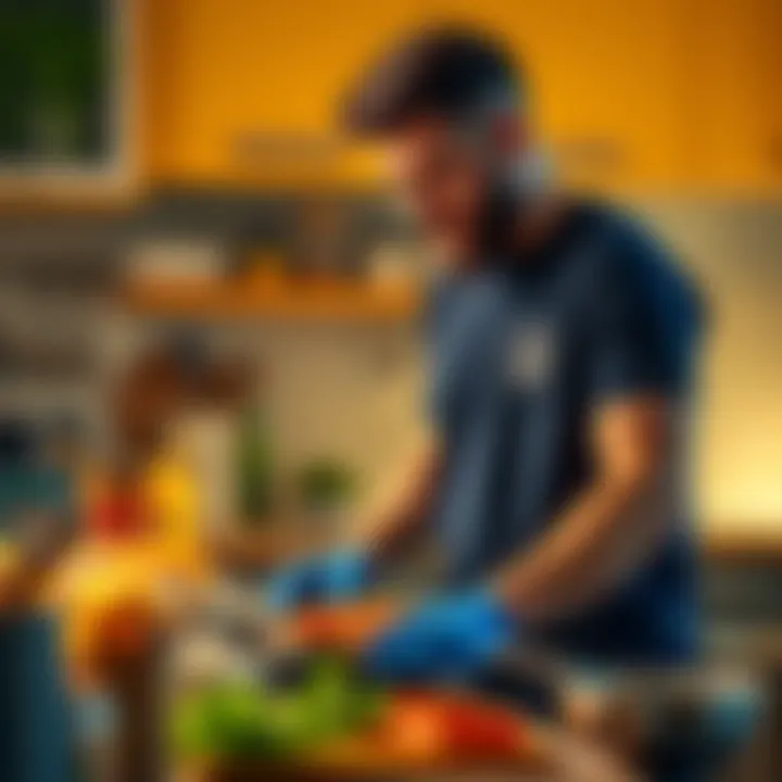A man cooking in the kitchen, talking about his ideal Blue Lock soccer team