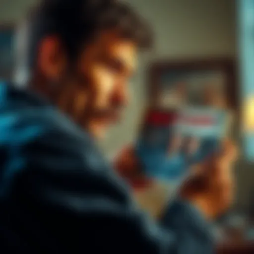 A man looks at an old family photo while searching for his long-lost brother, expressing hope and determination.