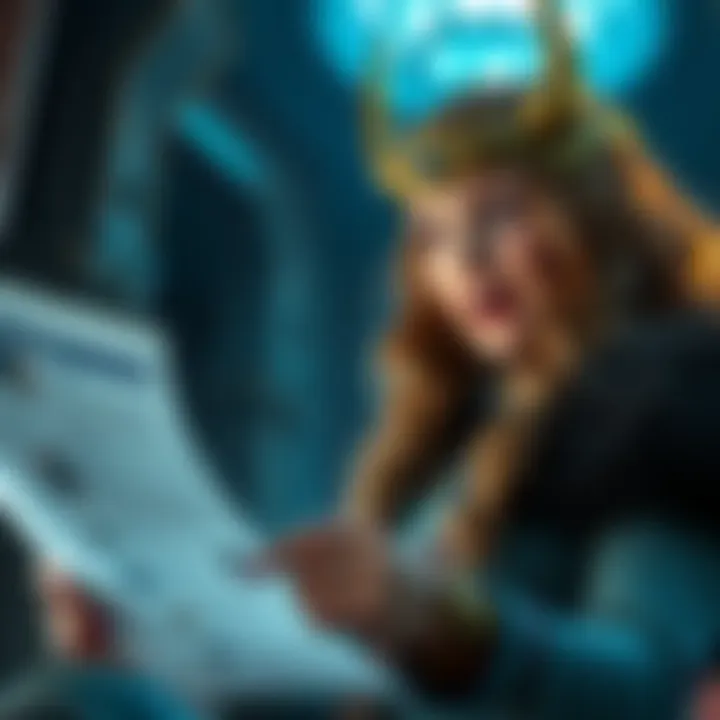 Brunhilde looking surprised while reading Loki's posts on a forum