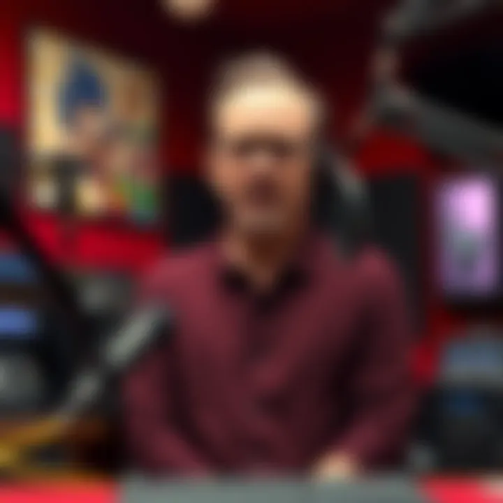 Bryan Cranston standing in a recording booth with a microphone, surrounded by sound equipment, as he records for a 90s animated show.