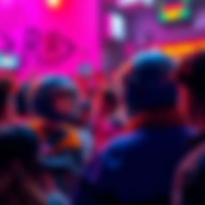 Bubbles engaging with a crowd, answering questions and sharing insights
