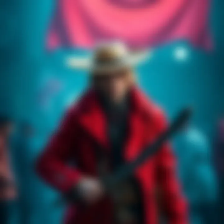 A person dressed as Shanks with a red coat, straw hat, and sword, showcasing a budget-friendly costume