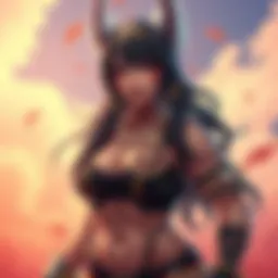 A depiction of Buff Kirara, a fictional character with a strong physique and a playful expression, set against a vibrant background.