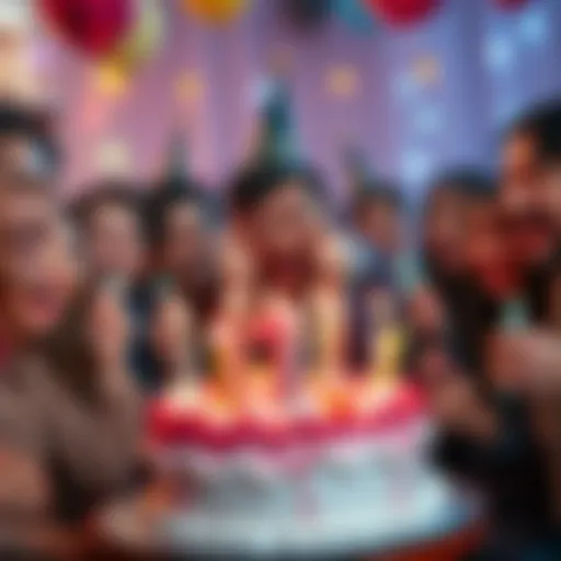 Fans celebrate Bumsopp's birthday with cake and laughter, showcasing mixed emotions through their expressions.